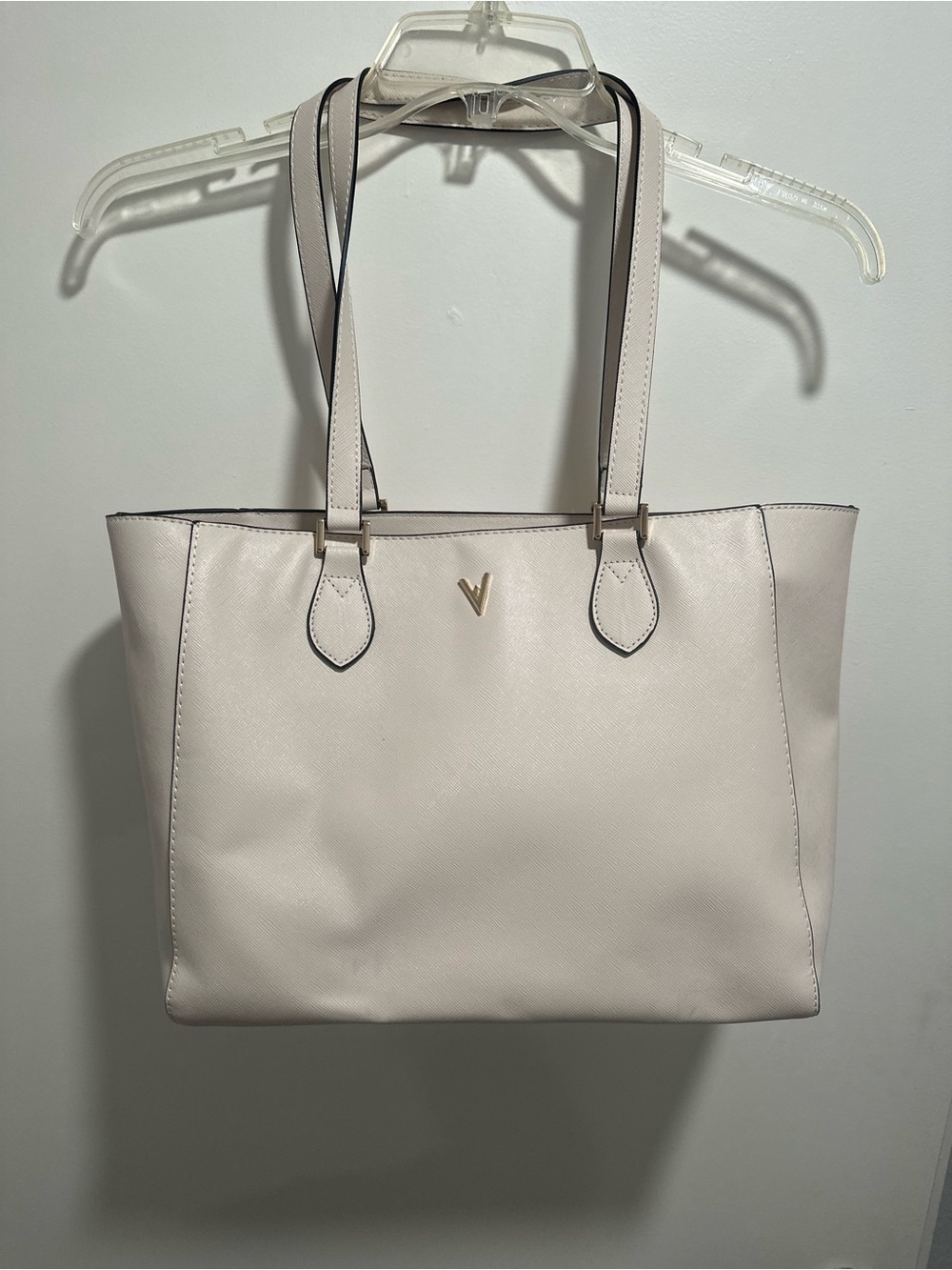 Vanessa Williams Elegant Cream Tote with Gold Accent